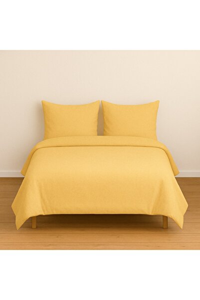 StellaFlavo Bračni Jednobojno Žuta navlaka za poplun + 2 komada Jastučnica