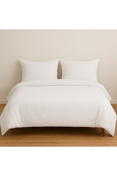 StellaFlavo Husă de pilota dublă de culoare uni albă + 2 fețe de pernă