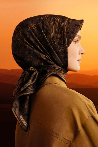 Armine Sura İpek Eşarp -2026 Sonbahar Kış kahve