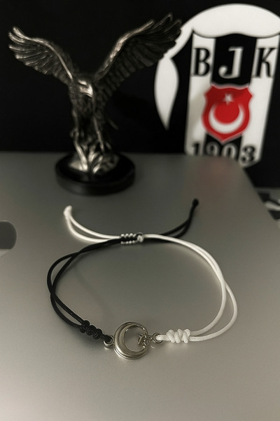 puffydik Beşiktaş Ay Yıldız Figürlü Taraftar Makrome Bileklik – El Yapımı Aya...