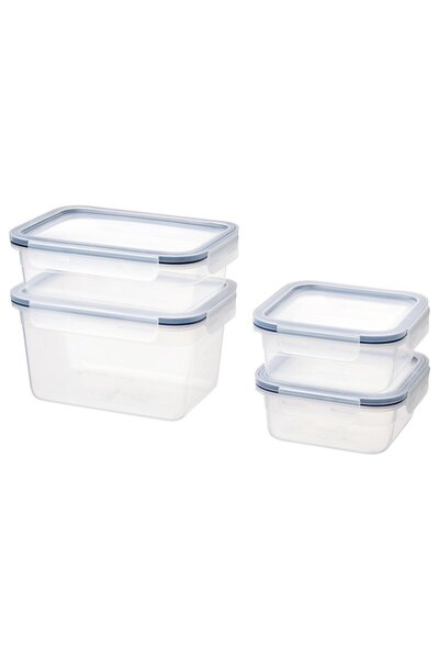 IKEA 365+ حاوية طعام مع غطاء، مجموعة من 4 قطع، بلاستيك
