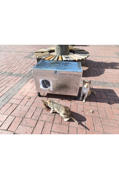 narım Kedi yuvası kedi evi özel yüksek ayaklı ısı ve su yalıtımlı iç ve dış mekan 70x40x40 cm