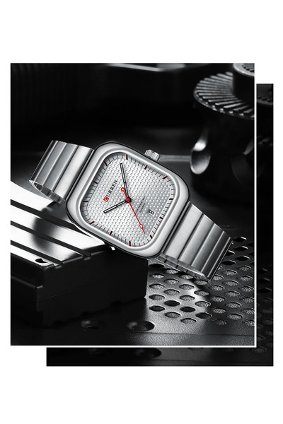 Curren Men's watch, elegant design, Quartz, water resistant, silver metal strap/burnt dial