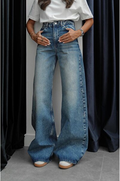 Havoş Kék széles szárú farmernadrág