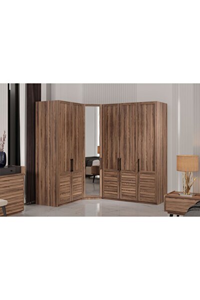 Doressa Rent Brown 6 Kapılı Köşe Gardırop