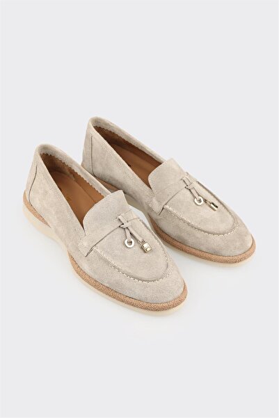 Elle Shoes Bej Deri Kadın Günlük Ayakkabı