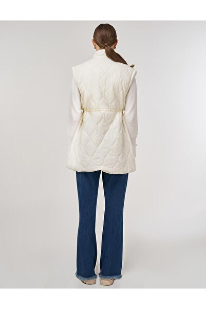 Kayra Dik Yaka Şişme Yelek Ekru