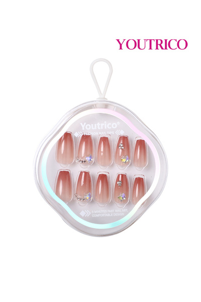 Youtrico 30pcs Press-on nails,3D diamonds,Medium length T,Princess Style fake nails,City Chic Daily