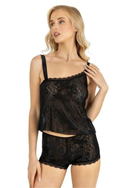 Aria's Closet Μαύρο Σατέν Σορτς Σετ 9220