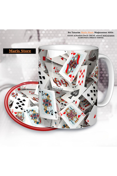 MARİS STORE Playing Cards Printed 3D Effect Gift Mug
