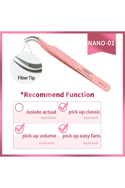 Choice3 ملقط تمديد الرموش NANO-01 LAGEE ذو طرف ليفي، ملقط دقيق لعزل كثافة الر...