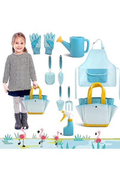 erorex 9Pcs Kids Garden Outdoor Tool Set Children'S Garden Hand Tools Fun Toys Gift Including Shovel Rake