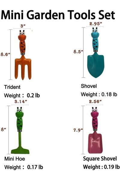 erorex Kids Gardening Tool Sets 4 Pcs Mini Toddler Garden Tools Toy Includes Metal Shovel Trowel Children