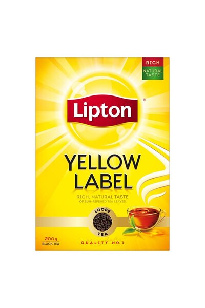 Lipton شاي أسود سائب ذو علامة صفراء 200 جرام، طعم قوي وجريء، شاي عالي الجودة للتخمير اليومي