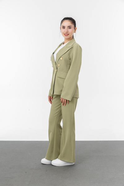 Asortik Kids Şık Kız Çocuk Takım Elbise Blazer Ceket Pantolon Şifon Gömlek 3’lü Set