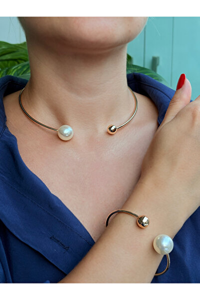 GİS JEWELRY قلادة من اللؤلؤ بتصميم على شكل حلقة