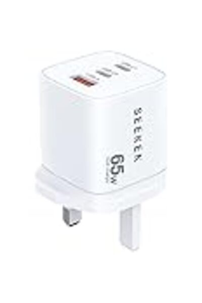 seeken 65W GaN Fast Charger with Dual USB-C PD & QC 3.0 Ports | Compact Wall Adapter for Laptop, mob