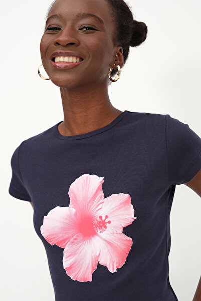 Addax Μπλουζάκι με στάμπα λουλουδιών P1854