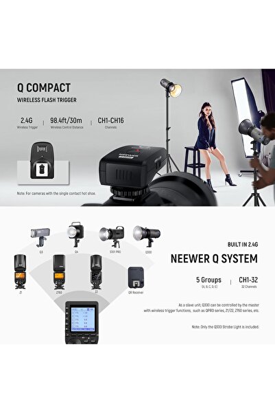 NEEWER Q300 300Ws 2.4G Outdoor Studio Flash with Q Compact Wireless Trigger