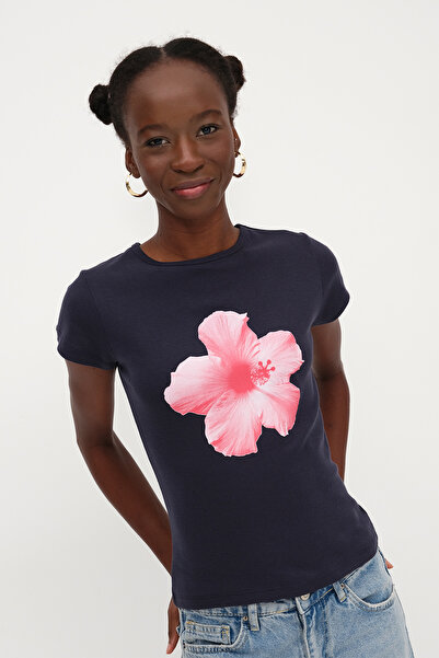 Addax Μπλουζάκι με στάμπα λουλουδιών P1854