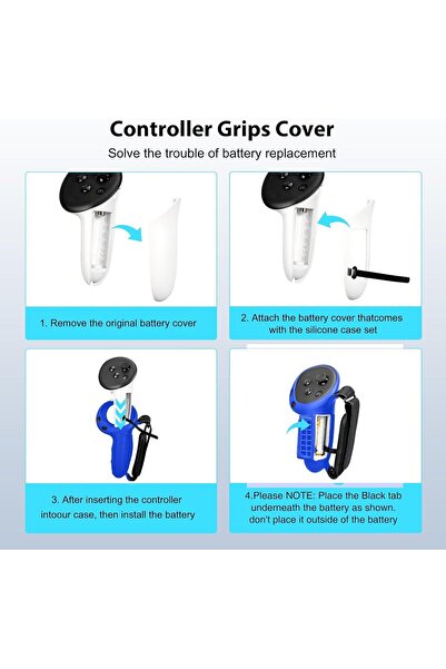 Generic ZONEY Upgraded Controller Grips for Quest 3, Adjustable Hand Grips with Battery Opening and Foam Knu