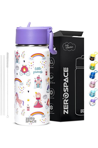 Generic ZeroSpace Water Bottle for Kids, 500ml, Stainless Steel, BPA Free (White)