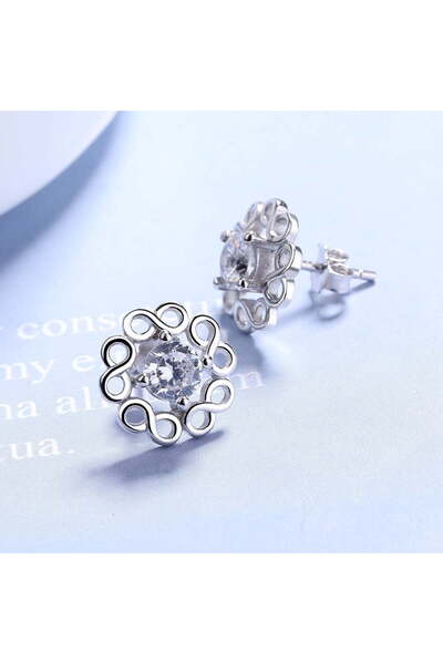 delis Σκουλαρίκια από ασήμι 925, JW1579, σχέδιο άπειρου, επιπλατινωμένα με ρόδιο