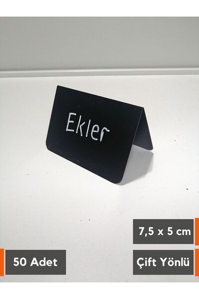Şeffaf Etiket 50 Adet Silinebilir Karatahta Etiket Çatı Format Çift Yön 7,5x5...