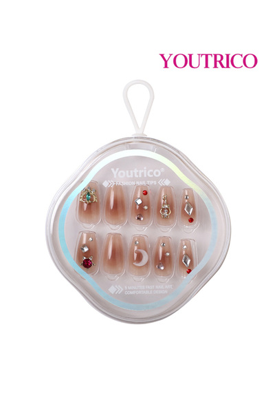 Youtrico 30pcs Press-on nails,3D diamonds,Medium length T,Princess Style fake nails,City Chic Daily