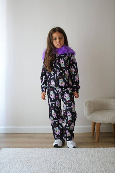 Lolliboomkids Girl's Plush Hooded Top and Bottom Sporty Tracksuit Set with Zipper Closure