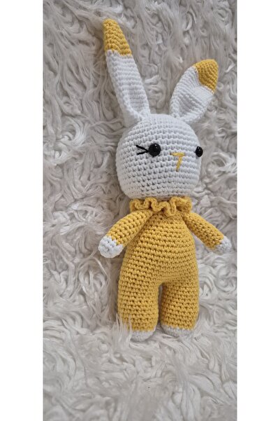 El Emeği Sevimli örgü Sarı tavşan oyun ve uyku dostu