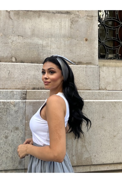 KÜÇÜĞÜM BUTİK Gray Color Poplin Bandana with Tie Detail