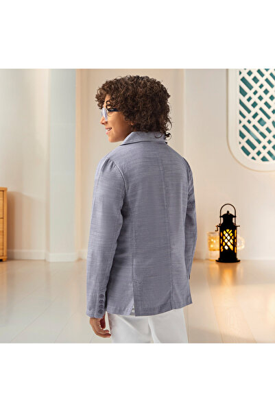 Juniors Textured Notch Lapel Blazer with Long Sleeves