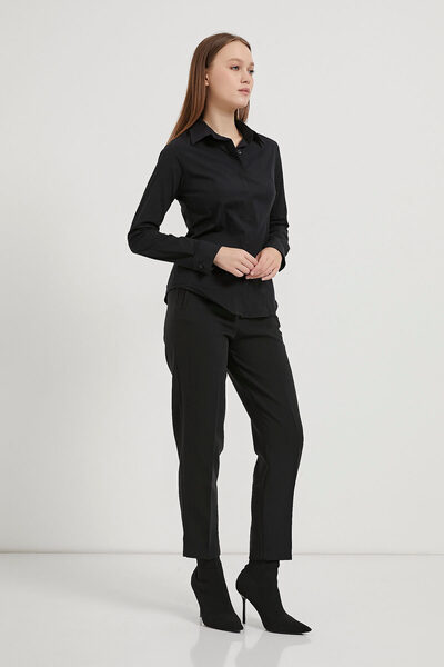 Arma Life Γυναικείο πουκάμισο Basic Slim Fit Μαύρο στενό πουκάμισο