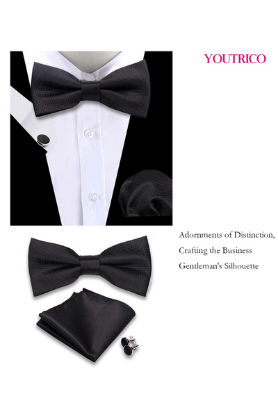 Youtrico Suit Bow Tie Handkerchief Cufflink-Premium Handmade 3-Piece