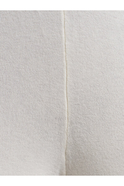 Dilvin 70163 Beli Lastikli Yünlü Triko Pantolon-Ekru