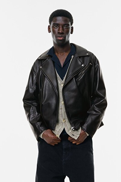 Pull & Bear Suni deri biker ceket