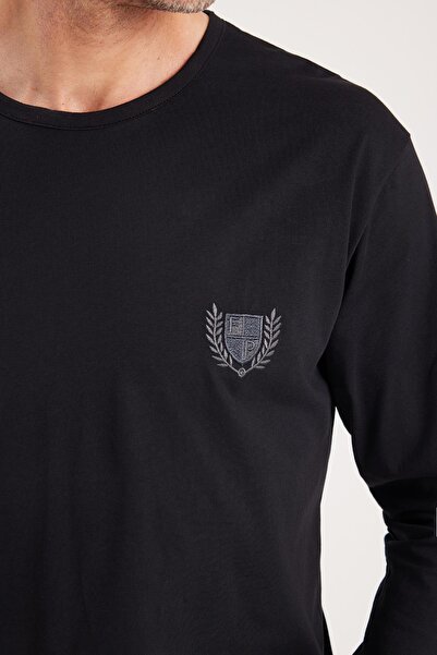 Tudors Мъжки комплект пижама с еластична талия, 100% памук, с обло деколте, в черно