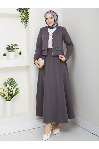 modapark.ist Γυναικείο Σετ Φούστα με Κουμπιά και Τσέπες με Στολίδι