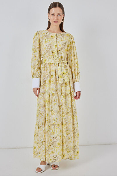 Bigdart Women's Belted Long Dress 2584 - Yellow