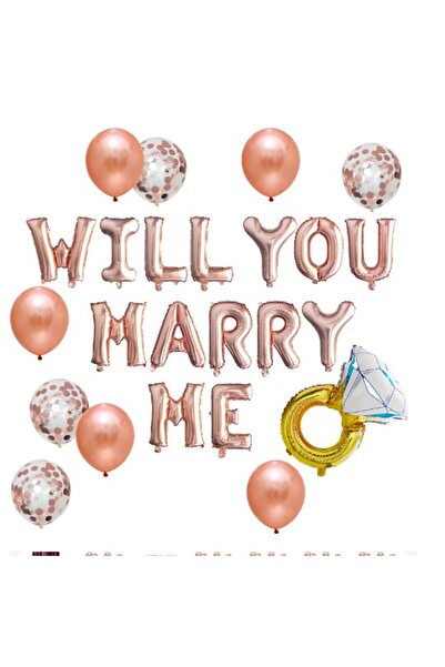 Flippy WILL YOU MARRY ME, σετ διακοσμητικών μπαλονιών 12 τεμαχίων, Flippy, ροζ χρυσό