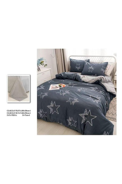 CHIRASO 4 Piece Bedding Set, Satin Cotton Sheet 240x250cm, Duvet Cover 200x230cm, 2 Pillowcases