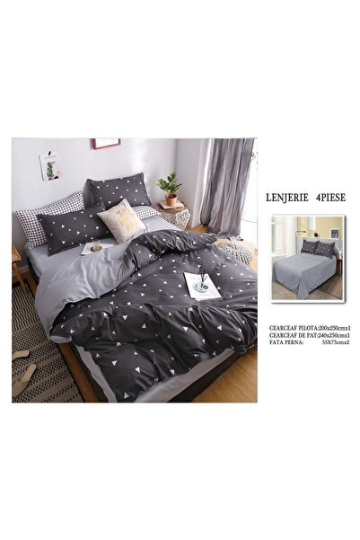CHIRASO 4 Piece Bedding Set, Satin Cotton Sheet 240x250cm, Duvet Cover 200x230cm, 2 Pillowcases