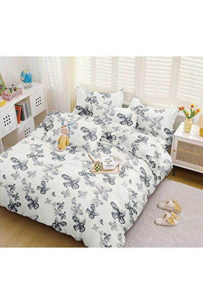 CHIRASO 4 Piece Bedding Set, Satin Cotton Sheet 240x250cm, Duvet Cover 200x230cm, 2 Pillowcases
