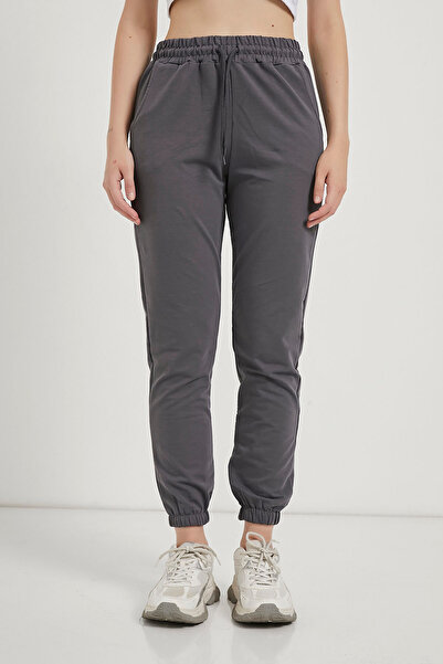 Arma Life Women's Elastic Waist Basic Slim Fit Smoked Jogger Pants