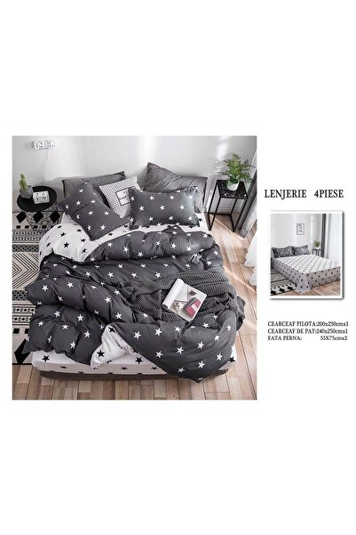 CHIRASO 4 Piece Bedding Set, Satin Cotton Sheet 240x250cm, Duvet Cover 200x230cm, 2 Pillowcases