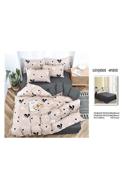 CHIRASO 4 Piece Bedding Set, Satin Cotton Sheet 240x250cm, Duvet Cover 200x230cm, 2 Pillowcases