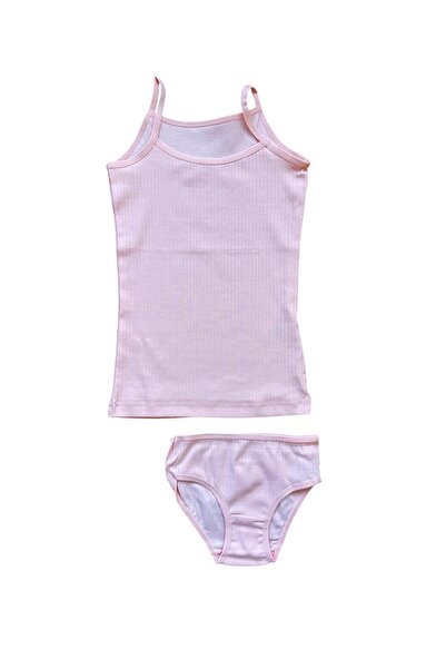 KOTA Salmon Cotton Girls' Strap Tank Top and Panties Set