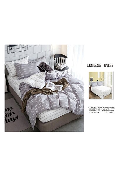 CHIRASO 4 Piece Bedding Set, Satin Cotton Sheet 240x250cm, Duvet Cover 200x230cm, 2 Pillowcases