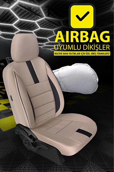 GM-DESIGN Onyx Beige Tay Feather Auto Seat Cover (Compatible with Hyundai̇ İ20-İ30-Accent-Blue-Era-Getz)